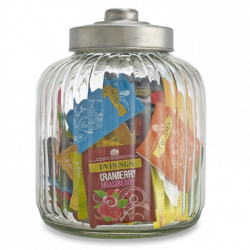 Twinings Large Designer Ribbed Glass Jar Filled with 90 Twinings tea bags, Caddy