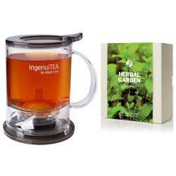 Ingenuitea 2 Loose Tea Teapot with infuser(450g) with Herbal Garden Loose Teas: Chamomile, Mint and Lemon Grass Tea Sample Set of 4 Flavours