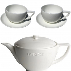 Twinings Official Fine Bone China Teapot 350ml with 2 Cups & Saucer Set