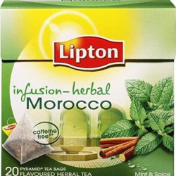 Lipton Moroccan Mint Tea 4 boxes, 20 pyramid tea bags per box(Mint and Spices)